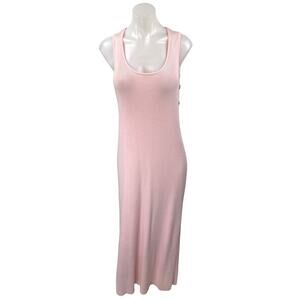 Legoe Pink Ribbed Knit Sleeveless Scoop Neck Maternity Bodycon Maxi Dress Size L
